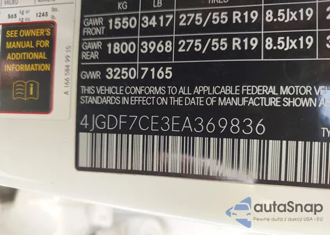 2014 Mercedes-Benz Gl 450 4Matic z USA, uszkodzony, nr VIN 4JGDF7CE3EA369836